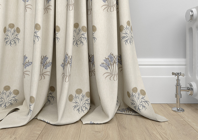 William Morris Lily Flower Embroidery, Woad - Made to Measure Curtains - Image 6